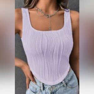 SHEIN EZwear Women's Knit Wave Pattern Tank Top For Summer
Lilac Purple / M